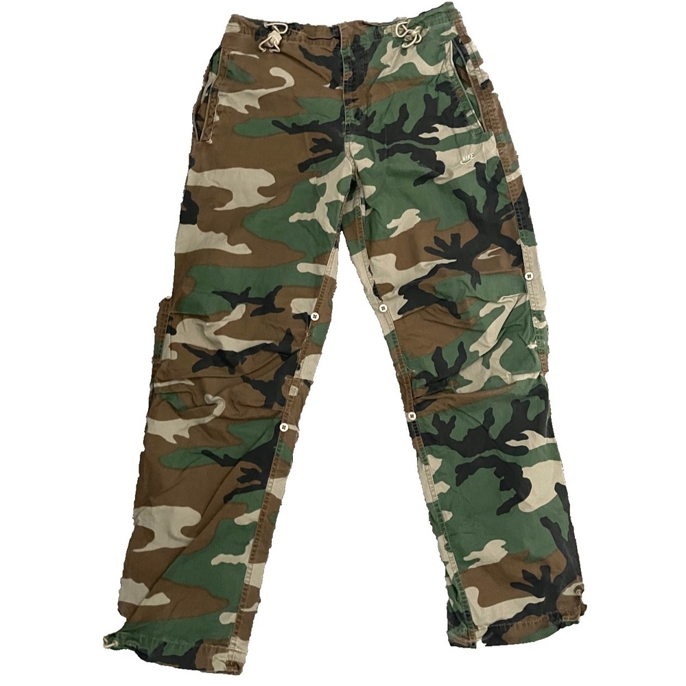 Vintage Y2K Nike Utility Camo Pants Mens Small Adjustable Ankle Cargo Military *